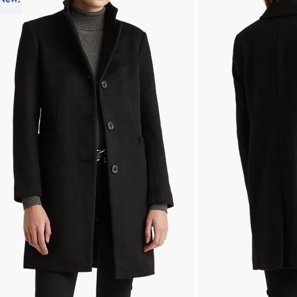 Unworn.  Ralph Lauren Black Wool Blend Warm Reefer Coat. - Picture 1 of 7